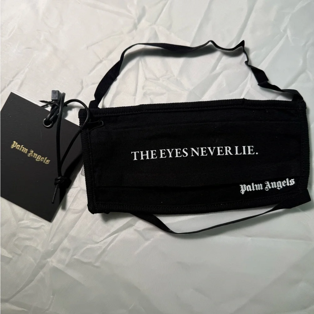 Palm Angels Black Mask with White Text
